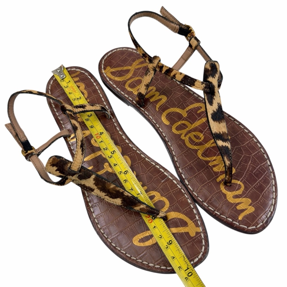 Sam Edelman Gigi Thong Flat Sandals in Leopard Brahma Hair Leather Size 8M - Picture 14 of 16